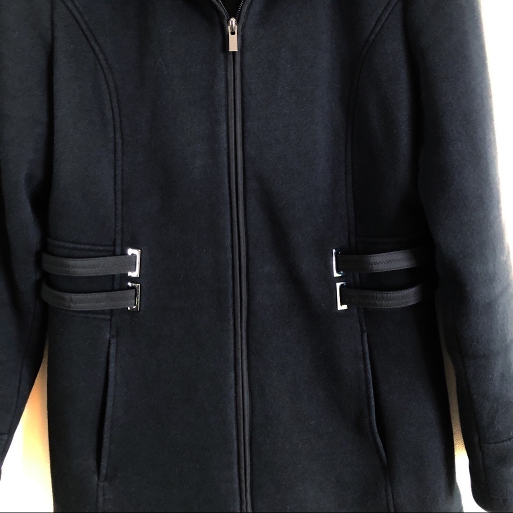 INTL Details Black Pea Coat Detachable Hood Size Medium - Picture 2 of 8